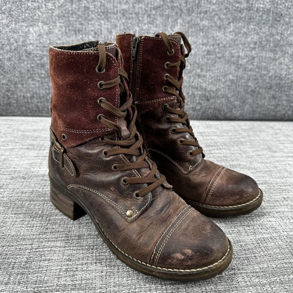 Taos Footwear Crave Combat Boots Womens Sz US 6.5 EU 37 Bordeaux Leather Lace Up